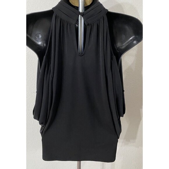 Inc International Concepts Womens PL Blouse Black Stretch Cold Shoulder Collar - Picture 8 of 10